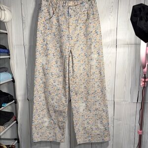 POL Blue and Cream Patterned Pants
